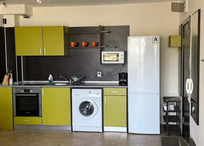 двустаен с прекрасна морска гледка и голяма тераса на самия бряг на морето Elenite